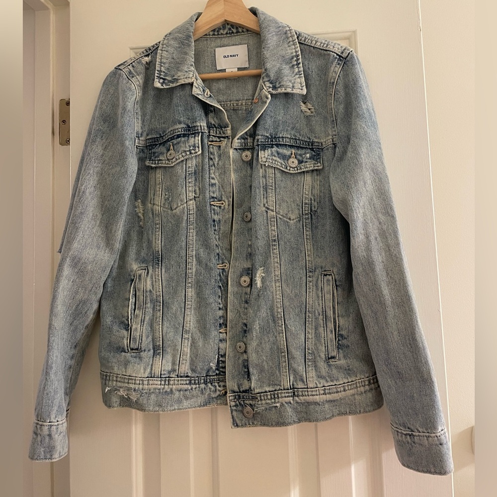 Denim Jacket, Old Navy Jean Jacket, distressed denim